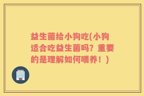 益生菌给小狗吃(小狗适合吃益生菌吗？重要的是理解如何喂养！)