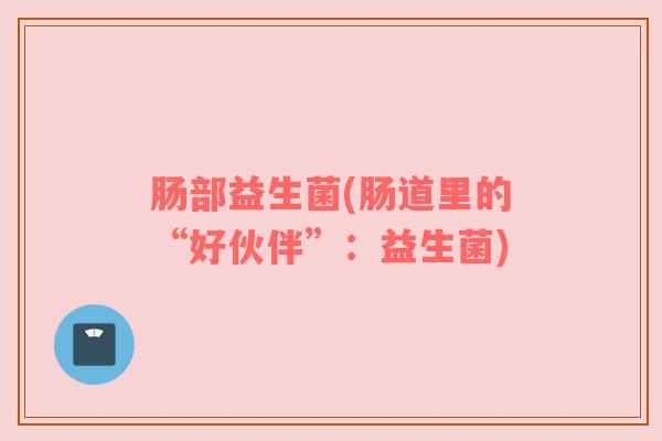 肠部益生菌(肠道里的“好伙伴”：益生菌)