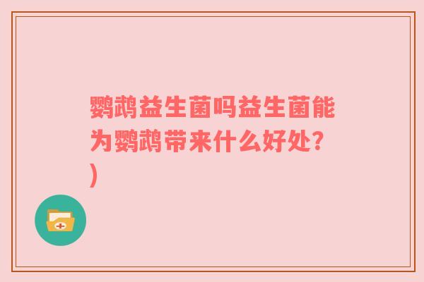 鹦鹉益生菌吗益生菌能为鹦鹉带来什么好处？)