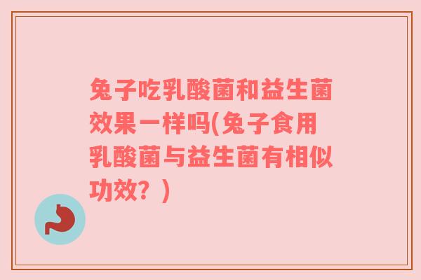 兔子吃乳酸菌和益生菌效果一样吗(兔子食用乳酸菌与益生菌有相似功效？)