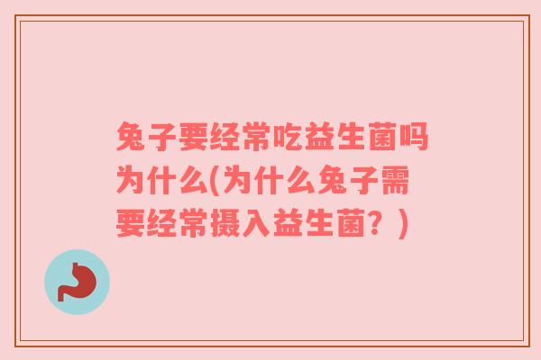 兔子要经常吃益生菌吗为什么(为什么兔子需要经常摄入益生菌？)