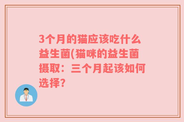 3个月的猫应该吃什么益生菌(猫咪的益生菌摄取：三个月起该如何选择？