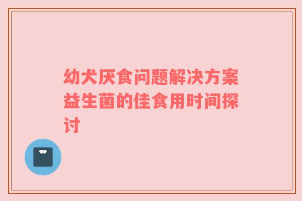 幼犬厌食问题解决方案益生菌的佳食用时间探讨