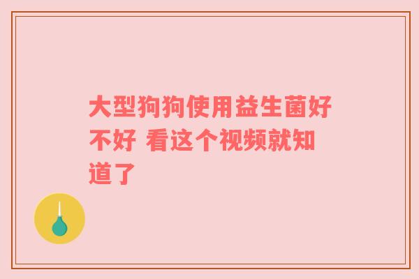 大型狗狗使用益生菌好不好 看这个视频就知道了