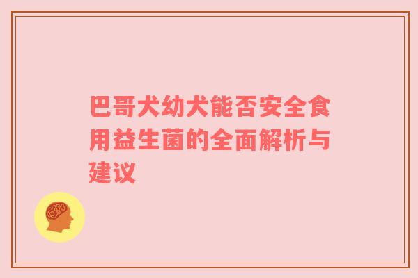 巴哥犬幼犬能否安全食用益生菌的全面解析与建议