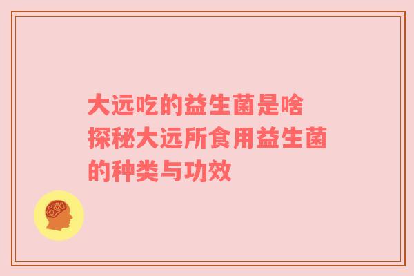 大远吃的益生菌是啥 探秘大远所食用益生菌的种类与功效