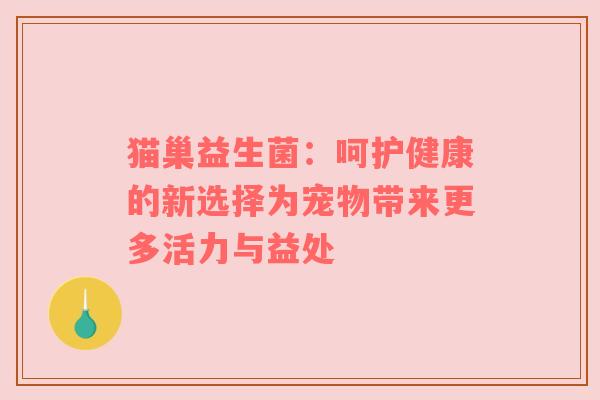 猫巢益生菌：呵护健康的新选择为宠物带来更多活力与益处