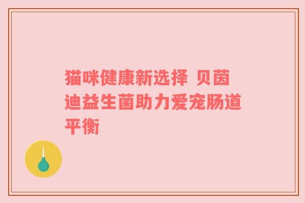 猫咪健康新选择 贝茵迪益生菌助力爱宠肠道平衡