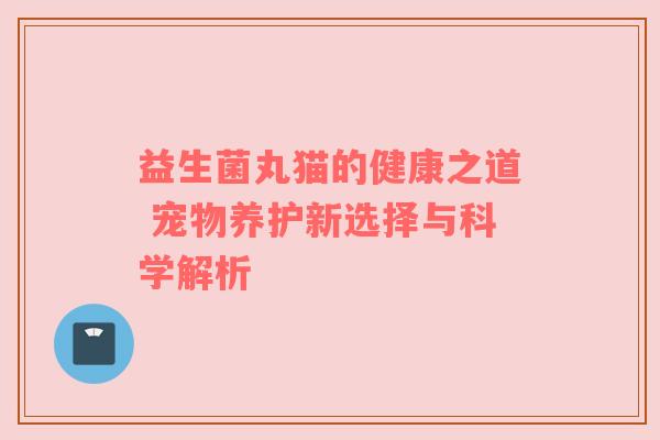 益生菌丸猫的健康之道 宠物养护新选择与科学解析