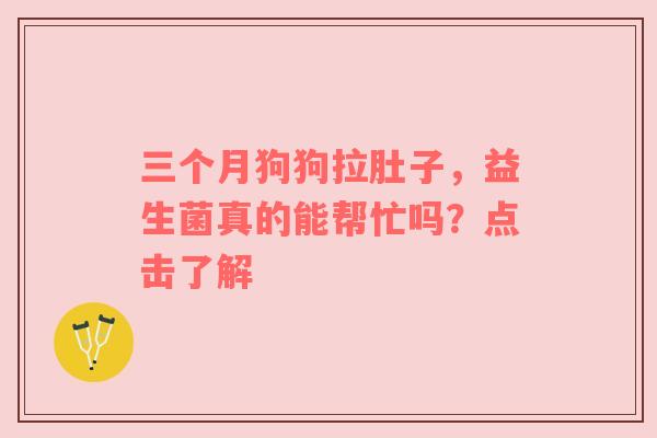 三个月狗狗拉肚子，益生菌真的能帮忙吗？点击了解