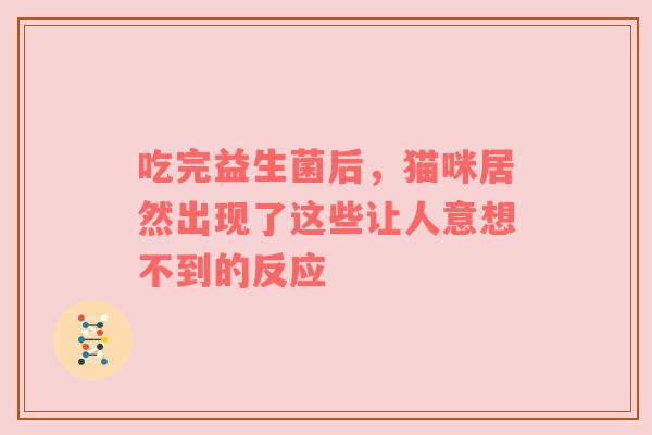 吃完益生菌后，猫咪居然出现了这些让人意想不到的反应