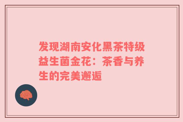 发现湖南安化黑茶特级益生菌金花：茶香与养生的完美邂逅