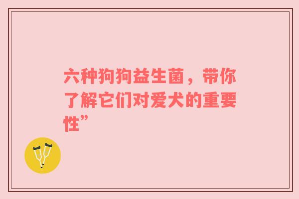 六种狗狗益生菌，带你了解它们对爱犬的重要性”