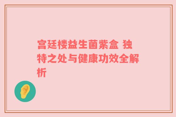 宫廷楼益生菌紫盒 独特之处与健康功效全解析