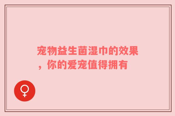 宠物益生菌湿巾的效果，你的爱宠值得拥有
