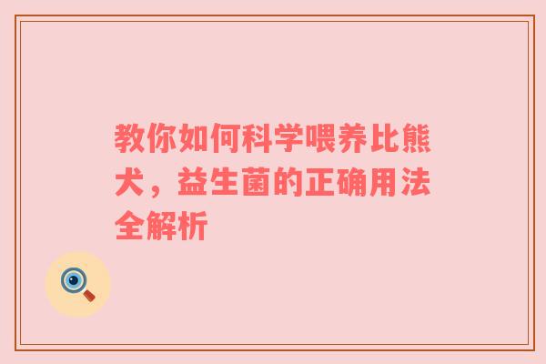 教你如何科学喂养比熊犬，益生菌的正确用法全解析