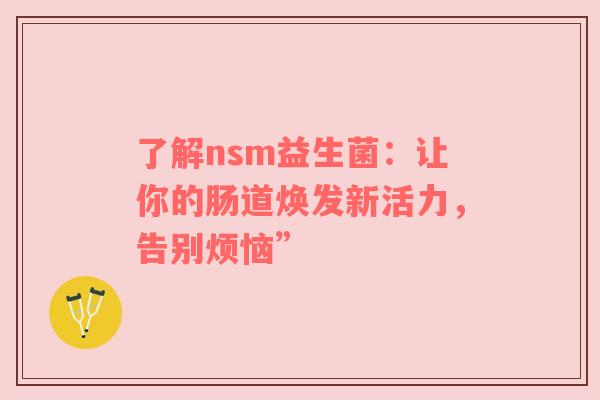 了解nsm益生菌：让你的肠道焕发新活力，告别烦恼”