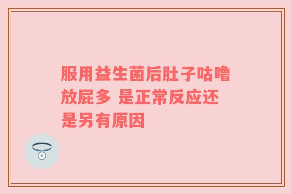 服用益生菌后肚子咕噜放屁多 是正常反应还是另有原因