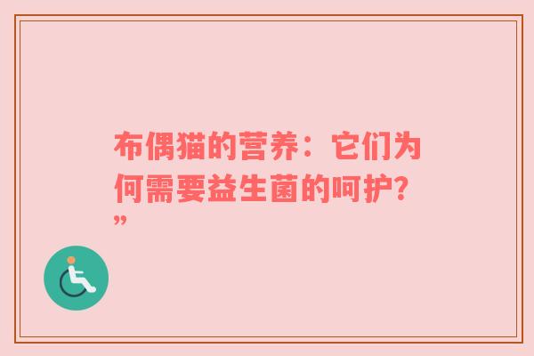 布偶猫的营养：它们为何需要益生菌的呵护？”