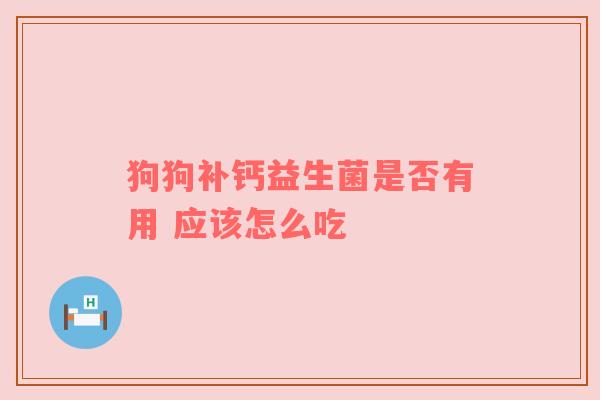 狗狗补钙益生菌是否有用 应该怎么吃