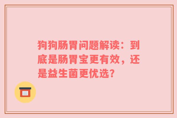 狗狗肠胃问题解读：到底是肠胃宝更有效，还是益生菌更优选？