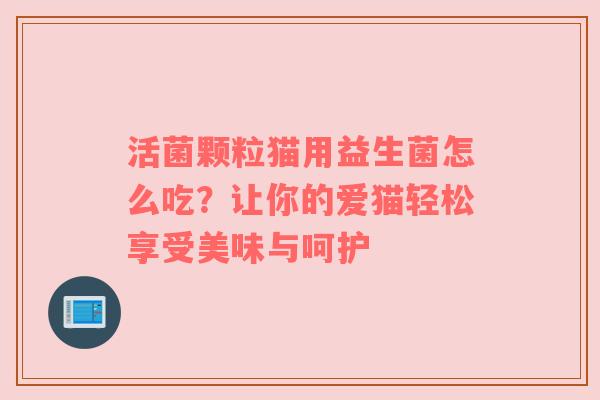活菌颗粒猫用益生菌怎么吃？让你的爱猫轻松享受美味与呵护