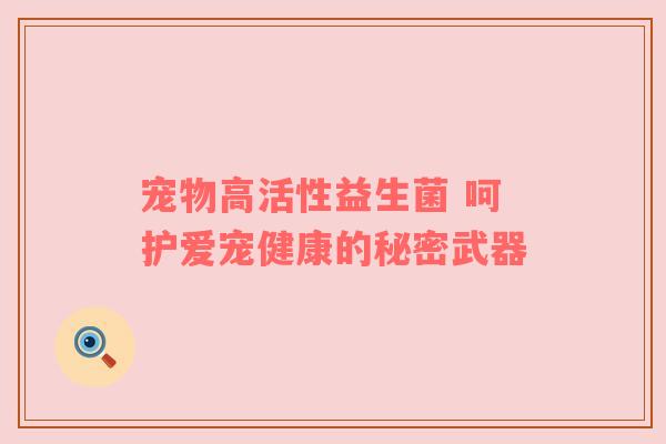宠物高活性益生菌 呵护爱宠健康的秘密武器