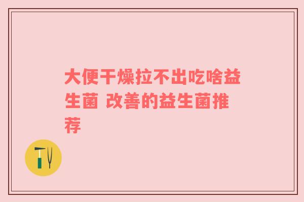 大便干燥拉不出吃啥益生菌 改善的益生菌推荐