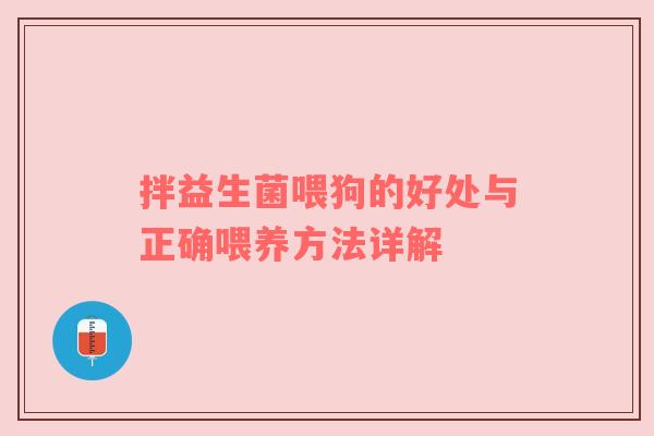 拌益生菌喂狗的好处与正确喂养方法详解