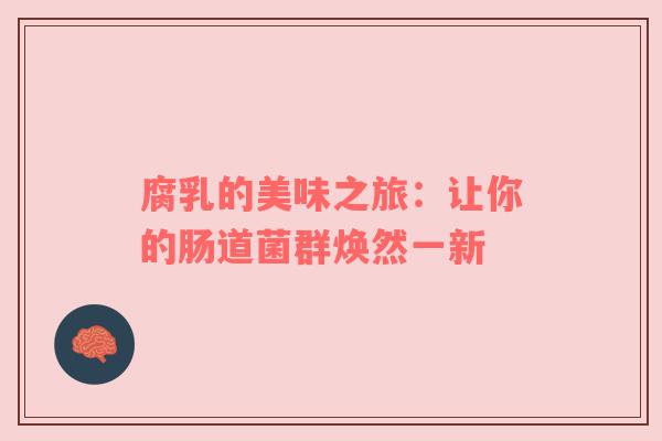 腐乳的美味之旅：让你的肠道菌群焕然一新