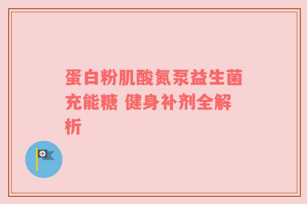 蛋白粉肌酸氮泵益生菌充能糖 健身补剂全解析