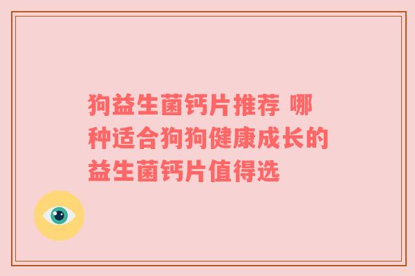 狗益生菌钙片推荐 哪种适合狗狗健康成长的益生菌钙片值得选