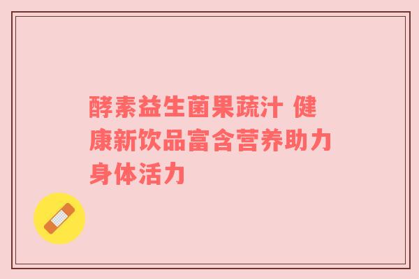 酵素益生菌果蔬汁 健康新饮品富含营养助力身体活力